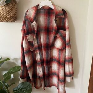 Amazon Women's Plaid Jacket - Red, Black, and White